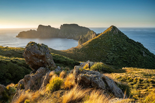 Rock tor above Rugged Islands, Rakiura Stewart Island, New Zealand,  Shutterstock