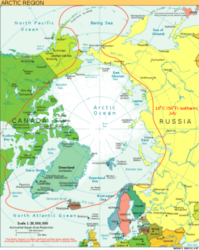 Map of Arctic Ocean